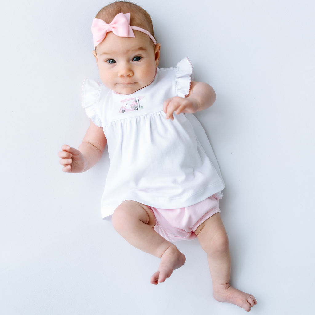 Little Golfer Ruffle Diaper Cover Set - Pink