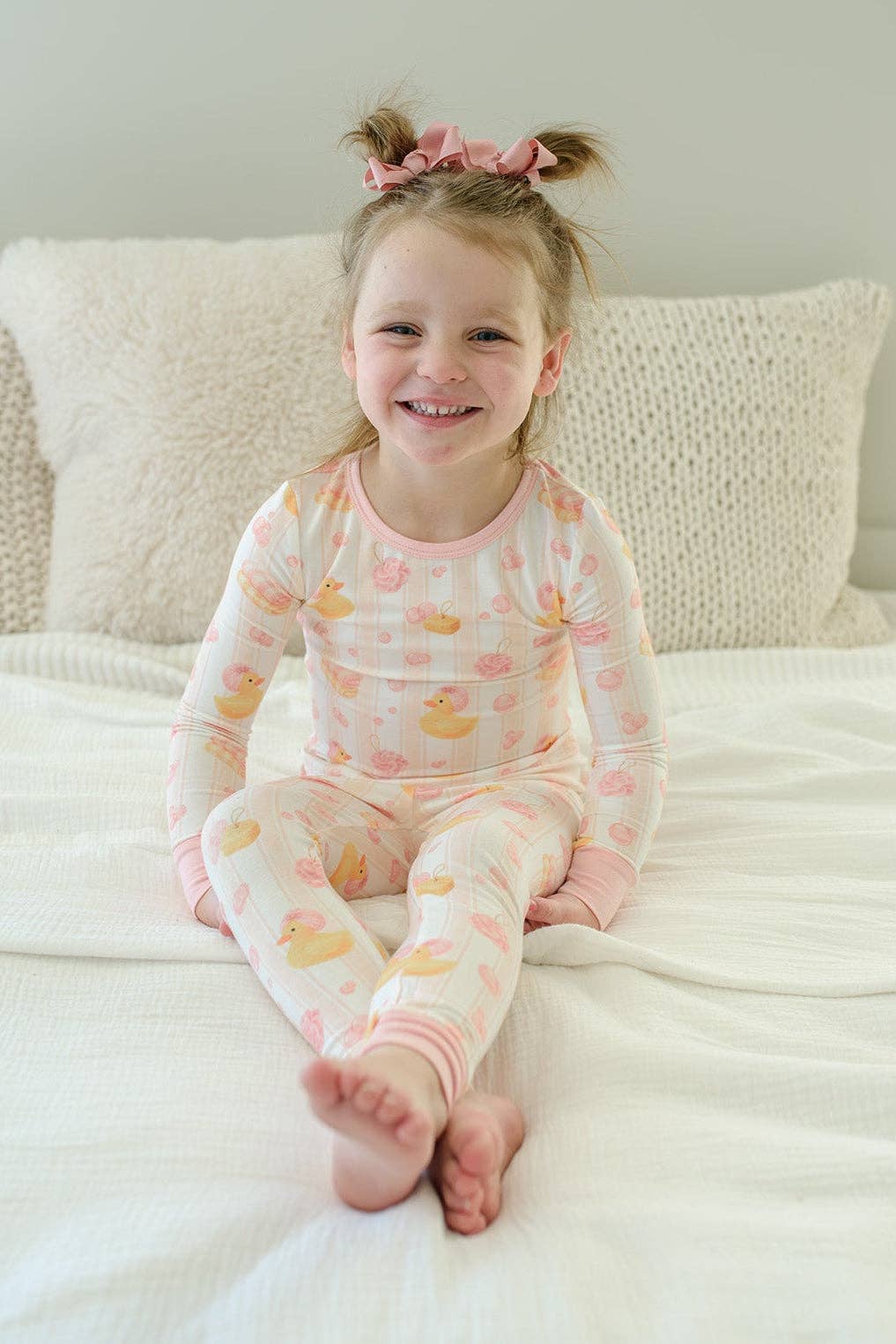 Two-Piece Bamboo Pajama Set | Bubble Duckies Pink