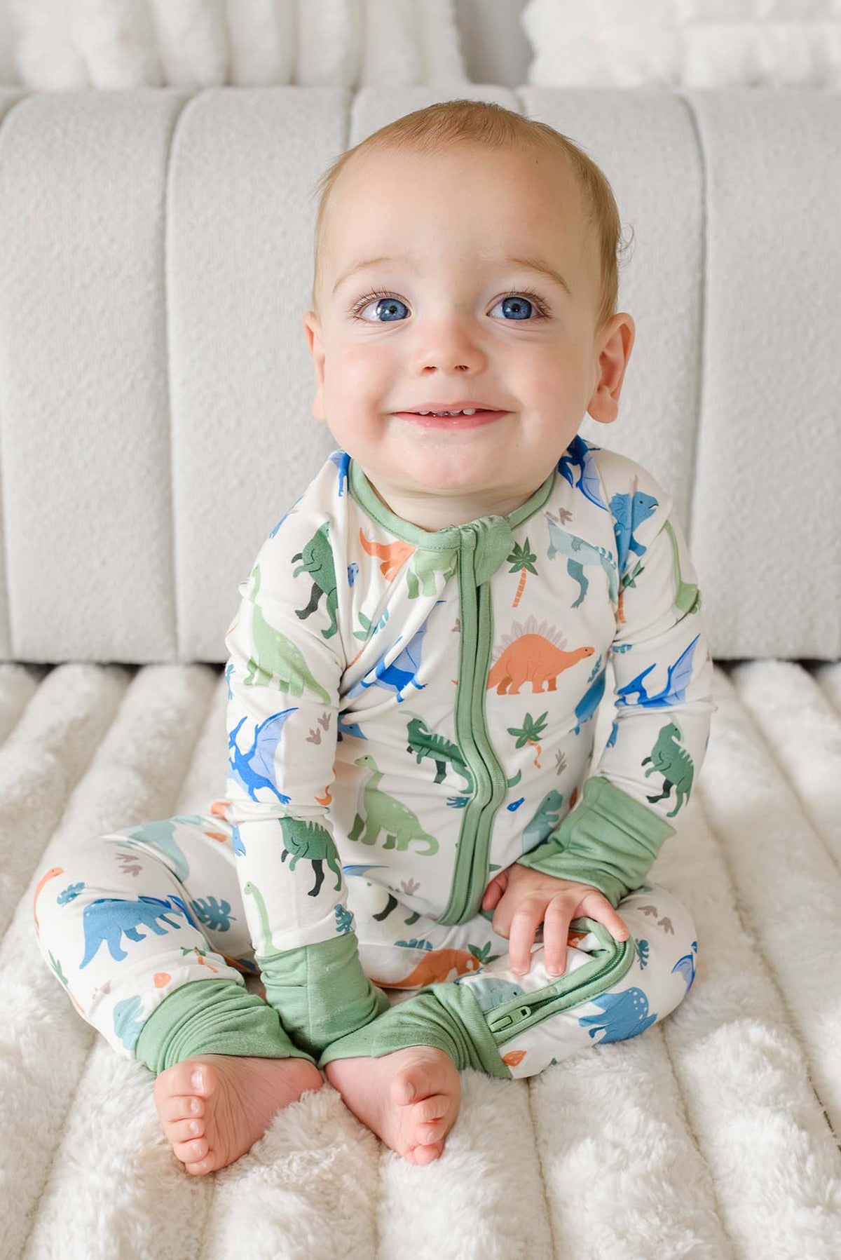 Convertible Bamboo Zip Romper | Little Fossil Neutral