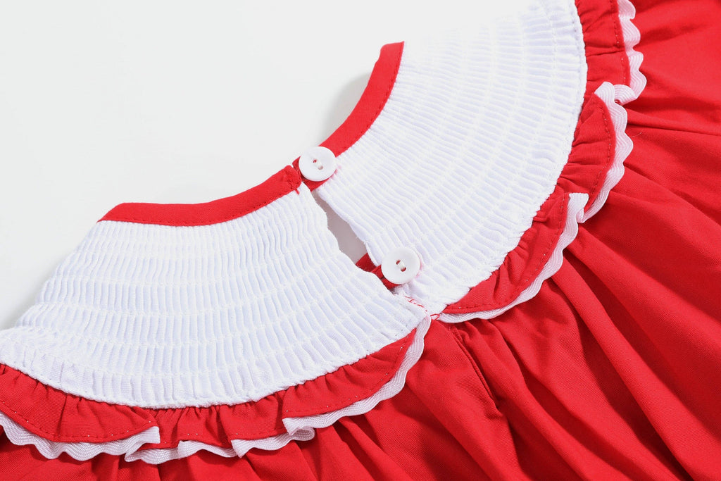 Red Santa Smocked Ruffle Romper