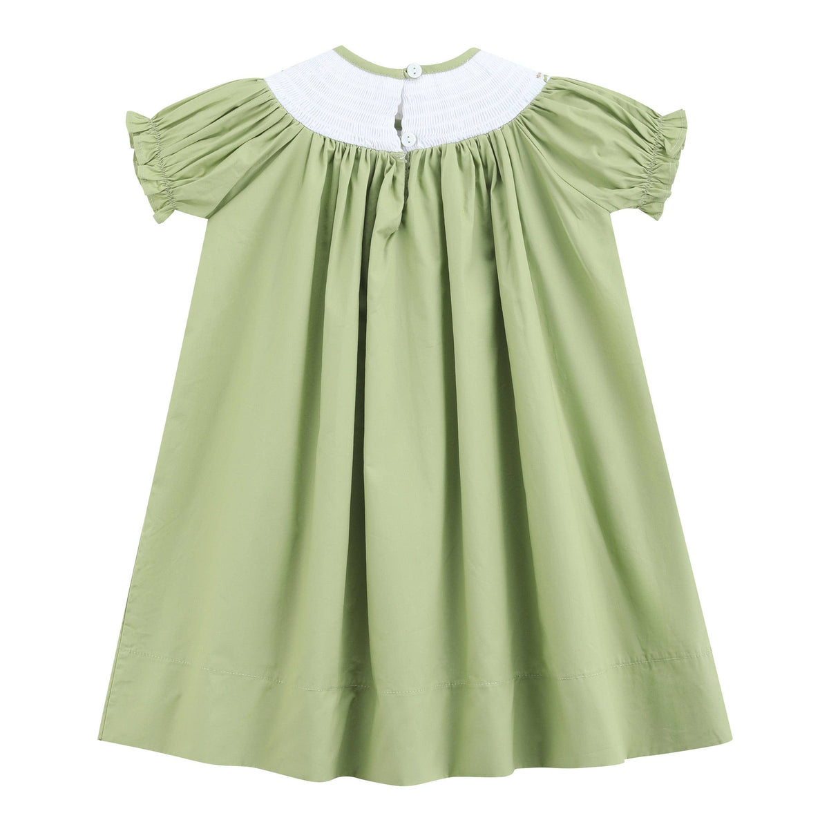 Pistachio Green Mallard Duck Smocked Bishop Dress