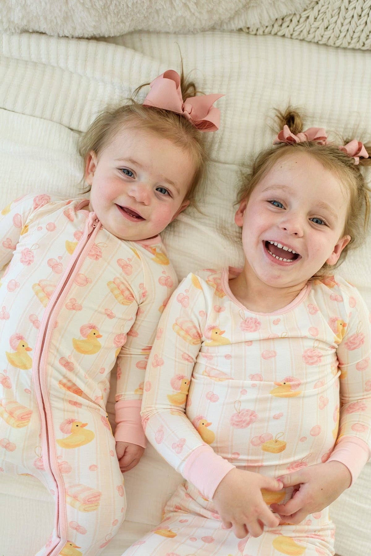 Two-Piece Bamboo Pajama Set | Bubble Duckies Pink