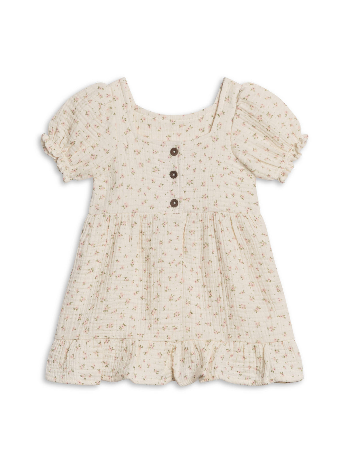 Celine Muslin Square Neck Dress - Camellia Floral / Shell + Fern