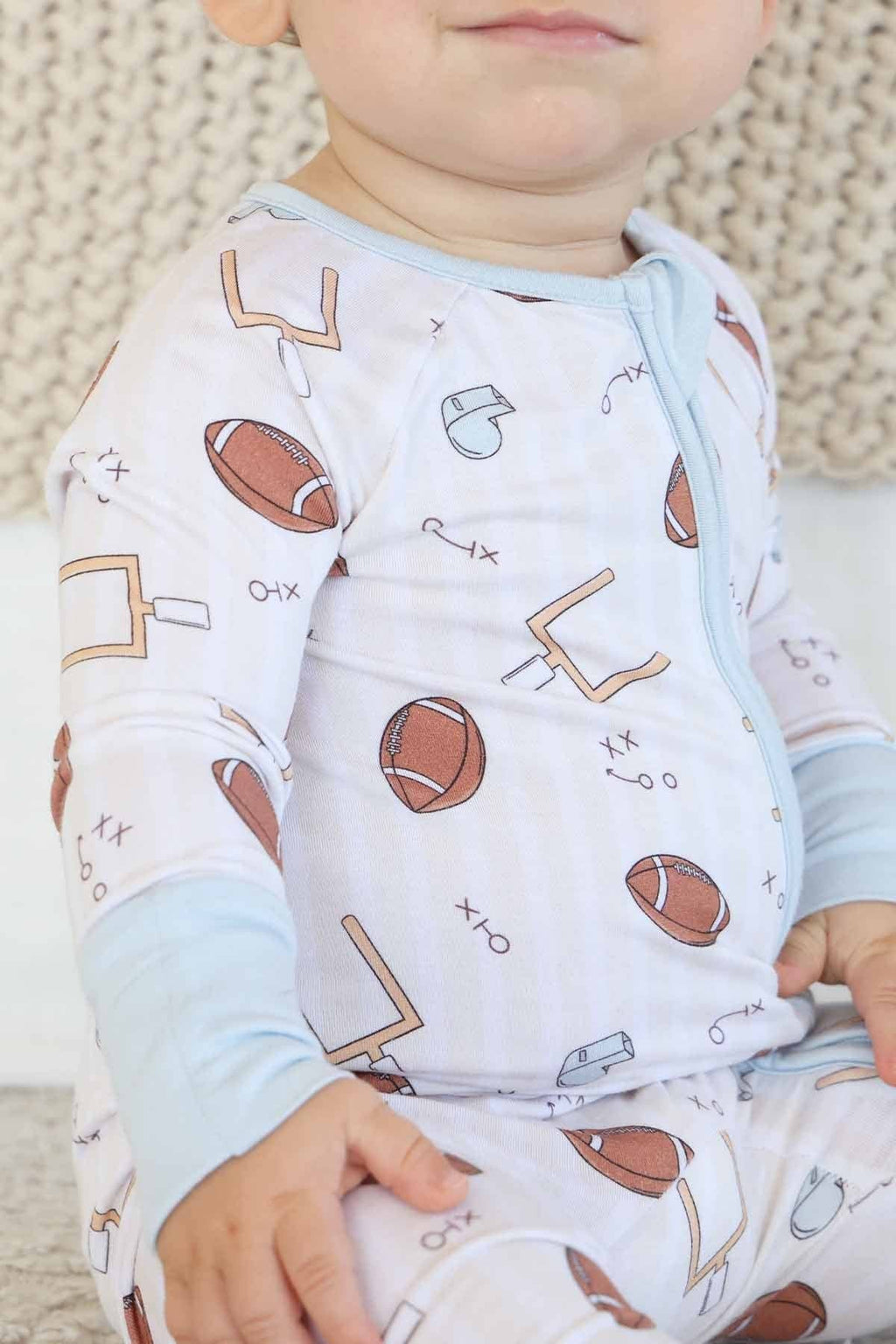 Tiny Touchdowns Convertible Zip Romper | Neutral