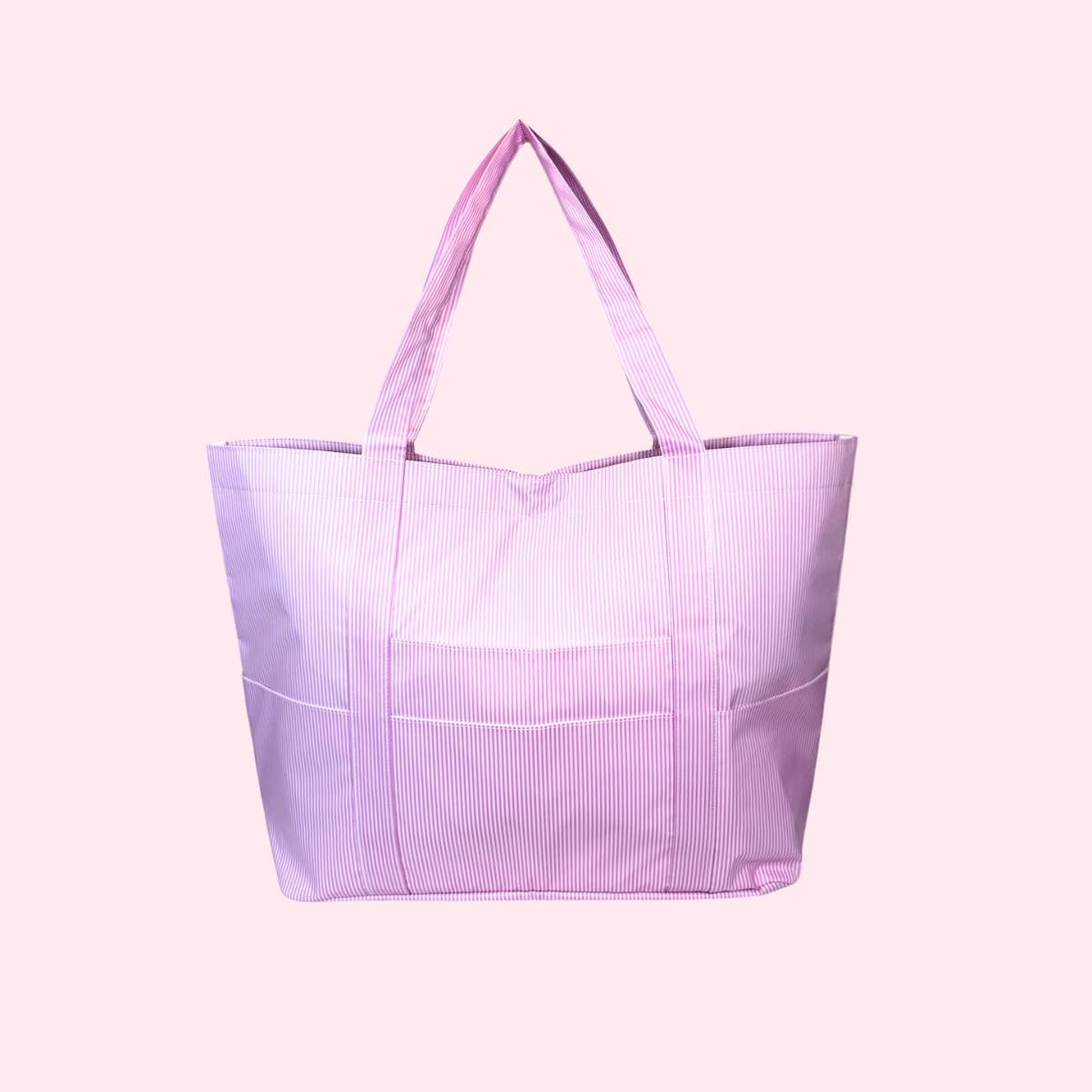 Wipeable Pink Preppy Stripe Big Mama Tote