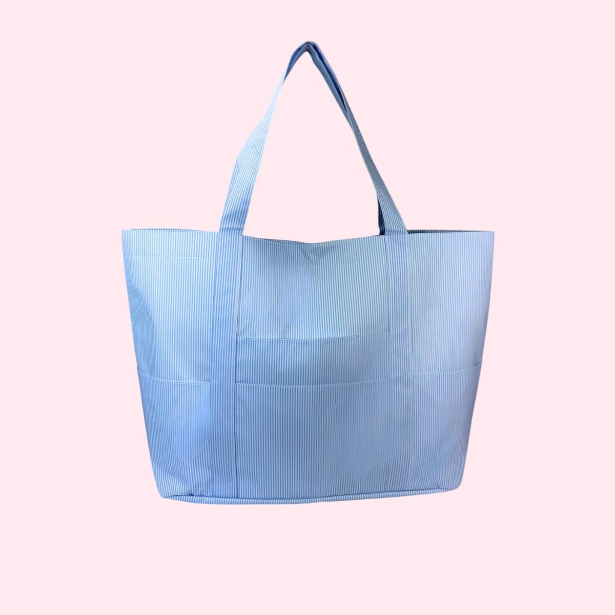 Wipeaple Baby Blue Preppy Stripe Big Mama Tote