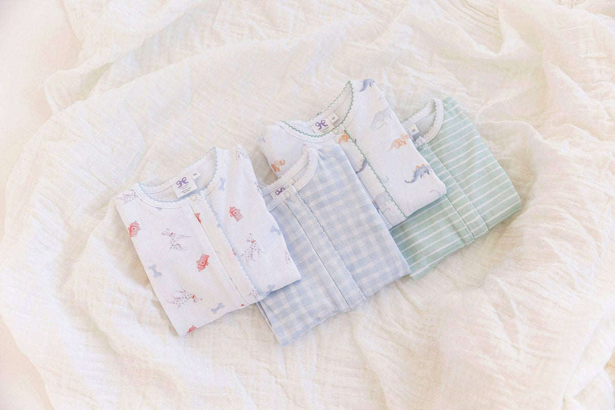 Blue Gingham Classic Footie