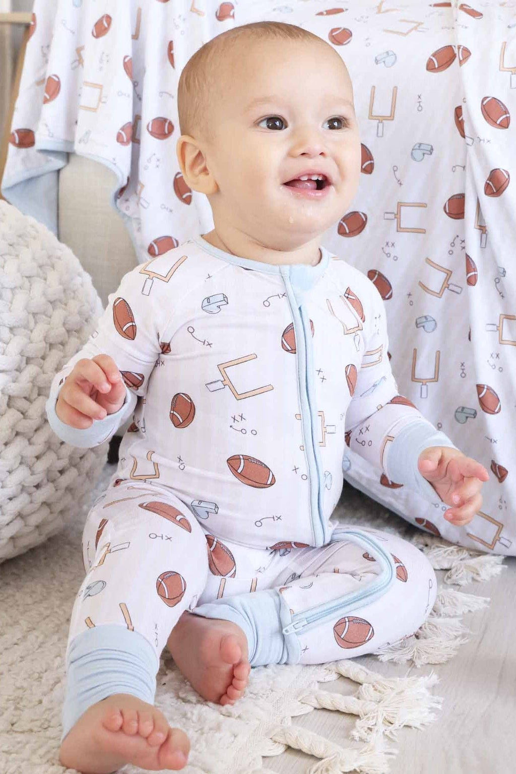Tiny Touchdowns Convertible Zip Romper | Neutral