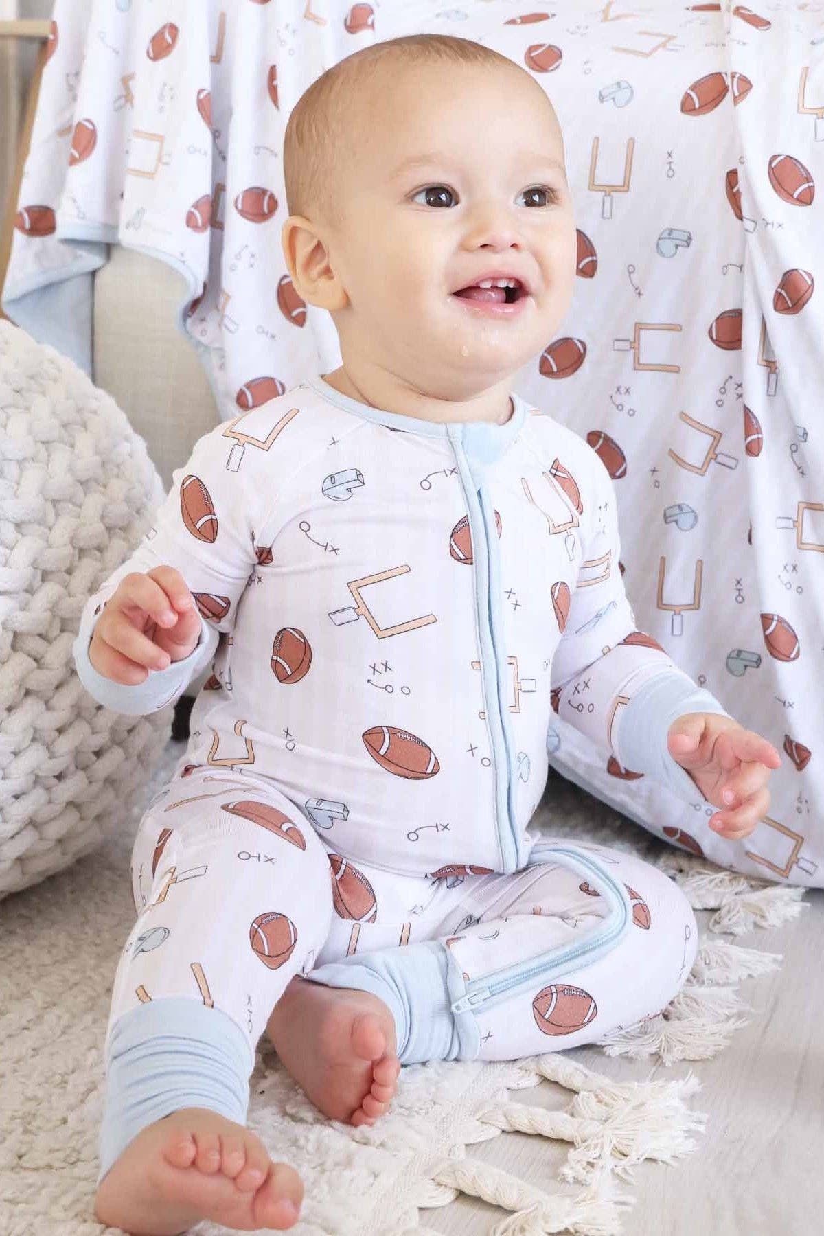 Tiny Touchdowns Convertible Zip Romper | Neutral