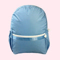 Wipeable Baby Blue Gingham Medium Backpack w/ Pockets