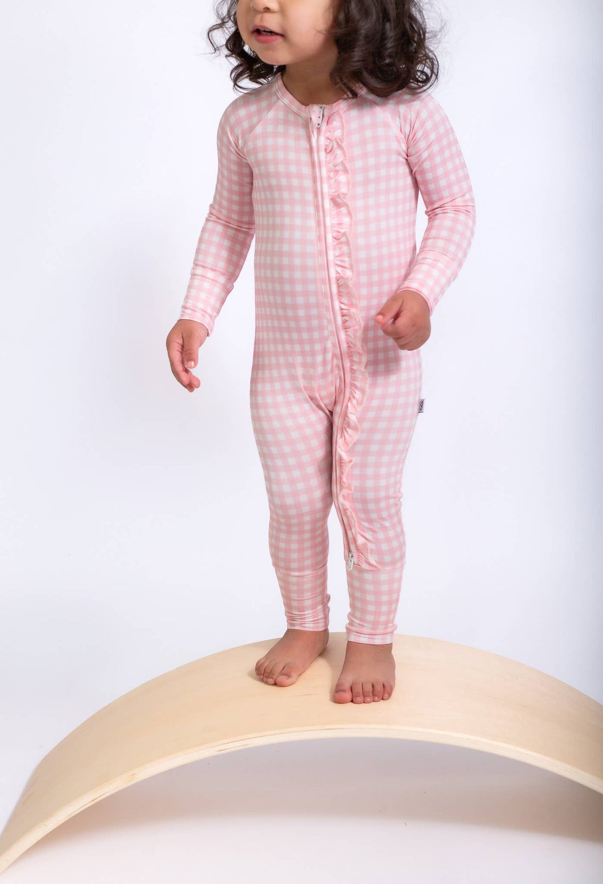 Pink Gingham Convertible Zip with Ruffles