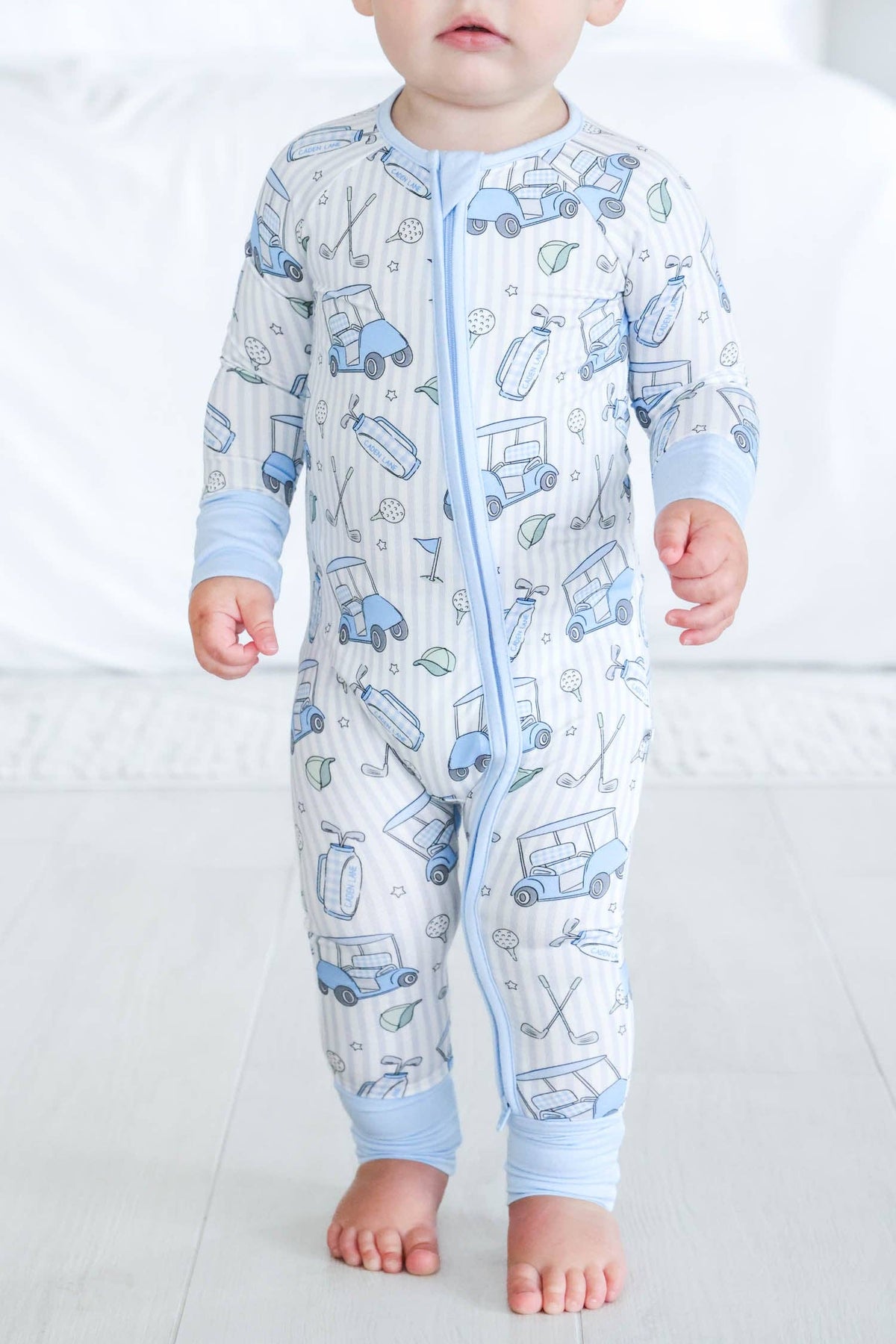 Convertible Bamboo Zip Romper | Caddie Crew Blue