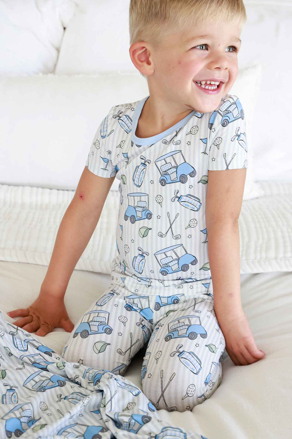 Two-Piece Bamboo Pajama Set | Caddie Crew Blue
