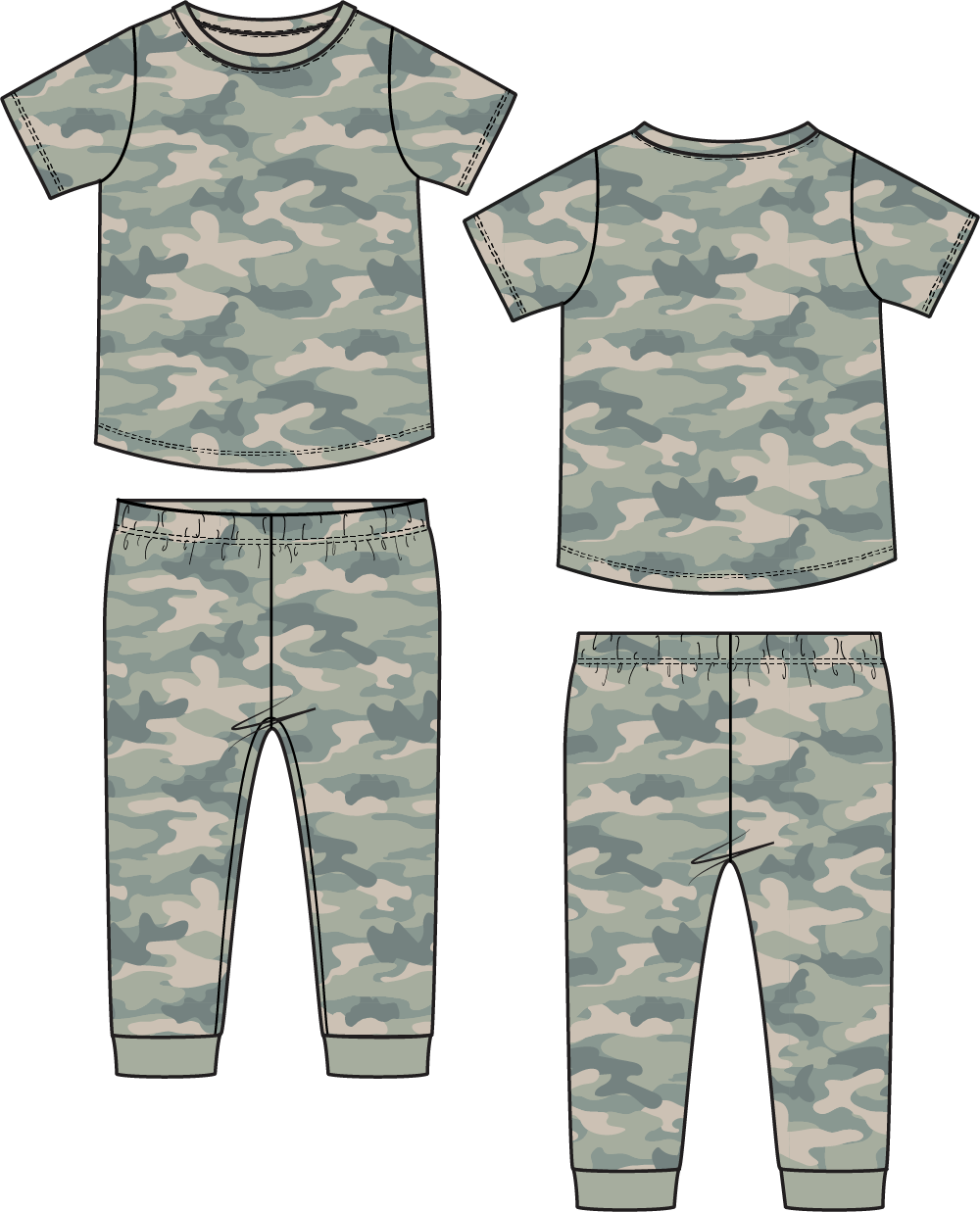 Camo - Short Sleeve Loungewear Set