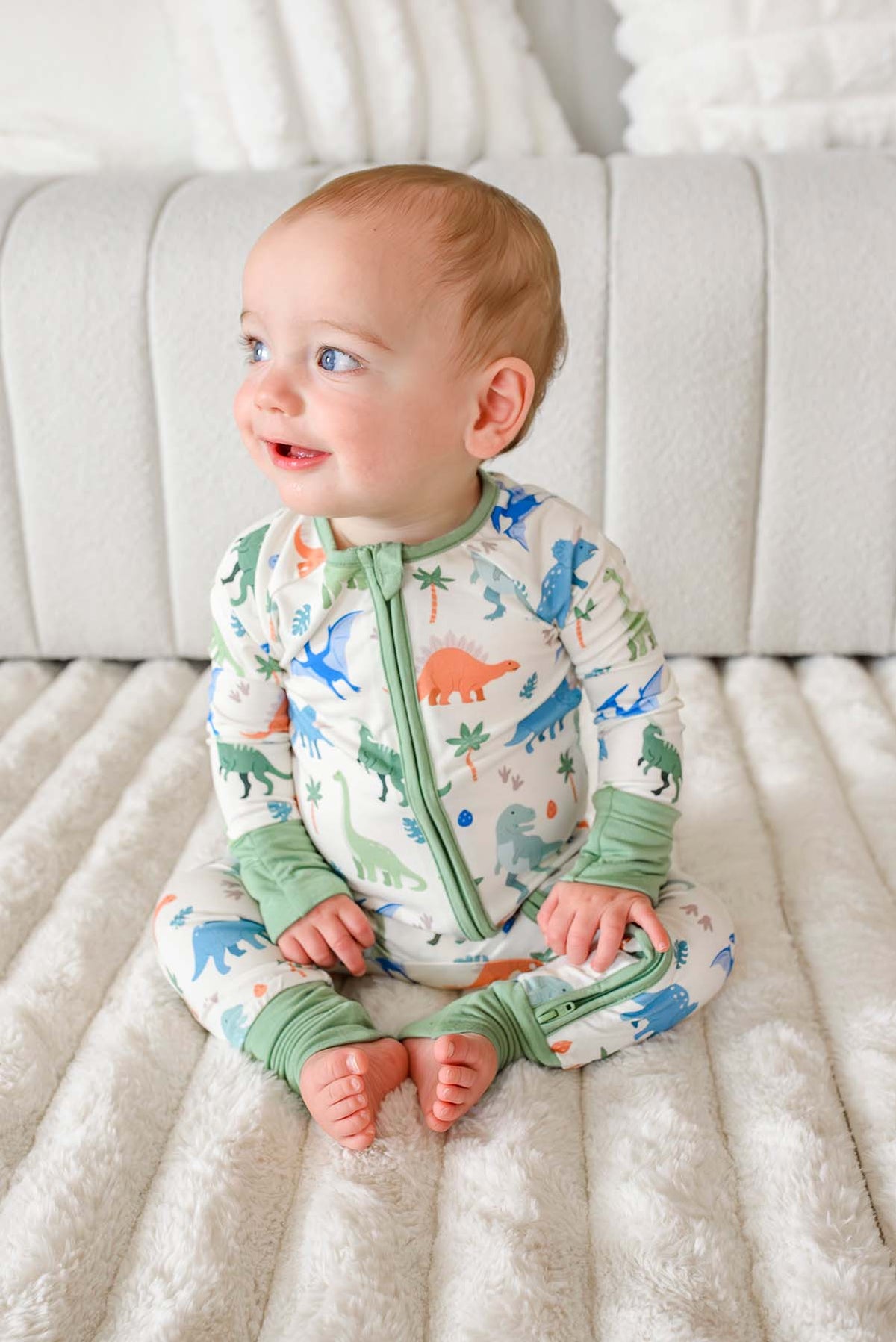 Convertible Bamboo Zip Romper | Little Fossil Neutral