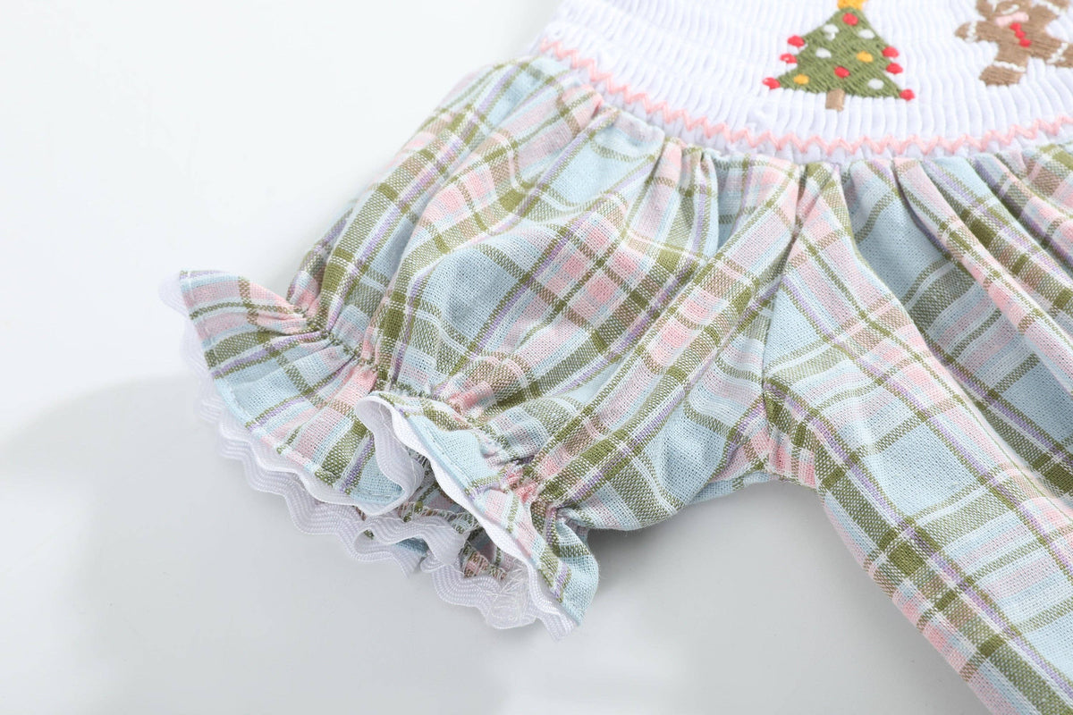 Pinkmas Plaid Christmas Smocked Romper