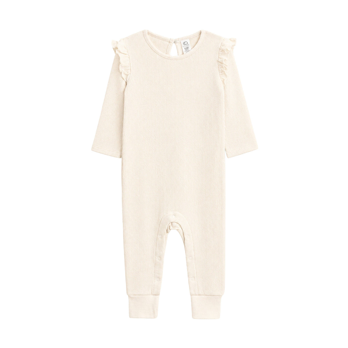 Mila Waffle Knit Flutter Sleeve Romper - Ivory