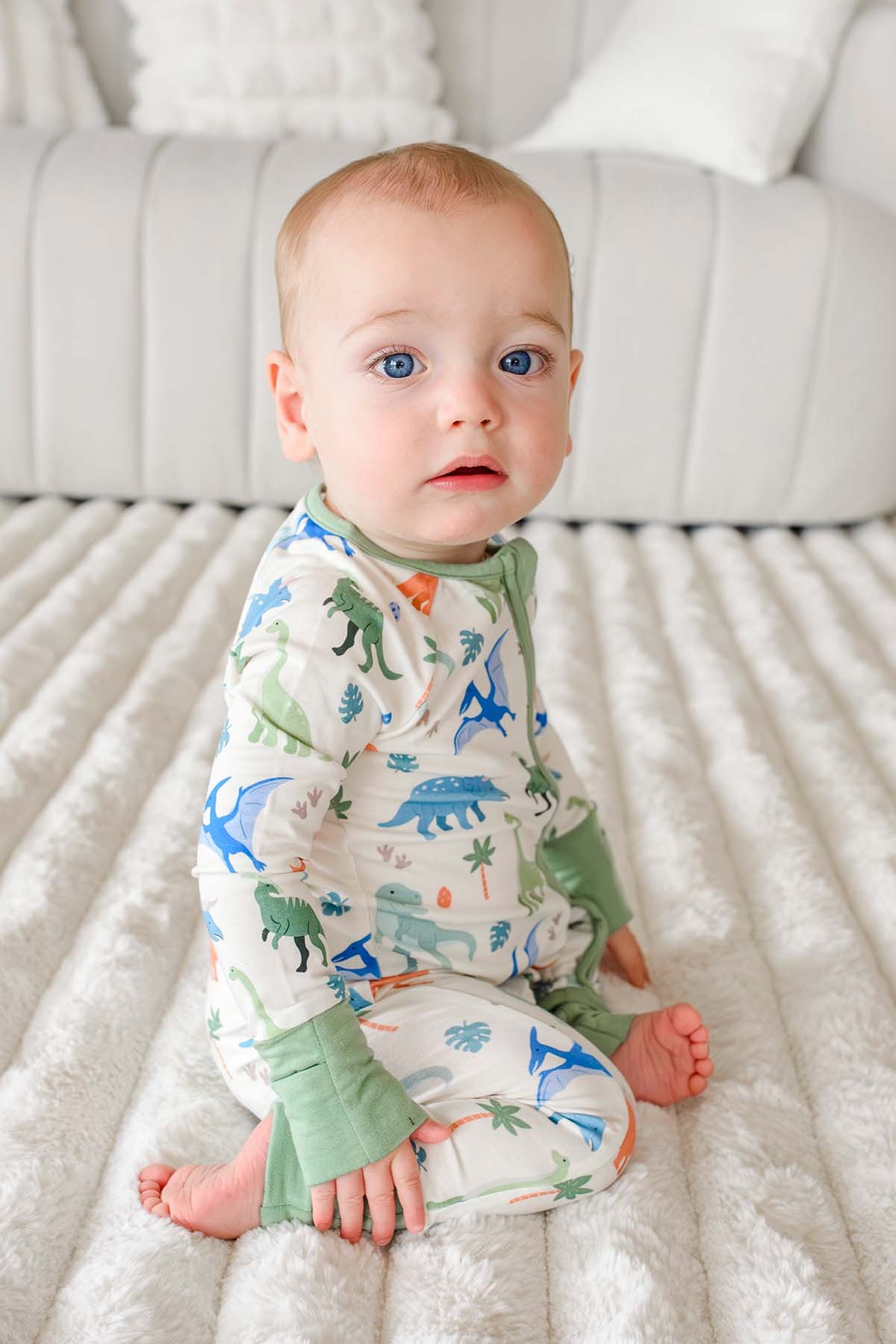 Convertible Bamboo Zip Romper | Little Fossil Neutral