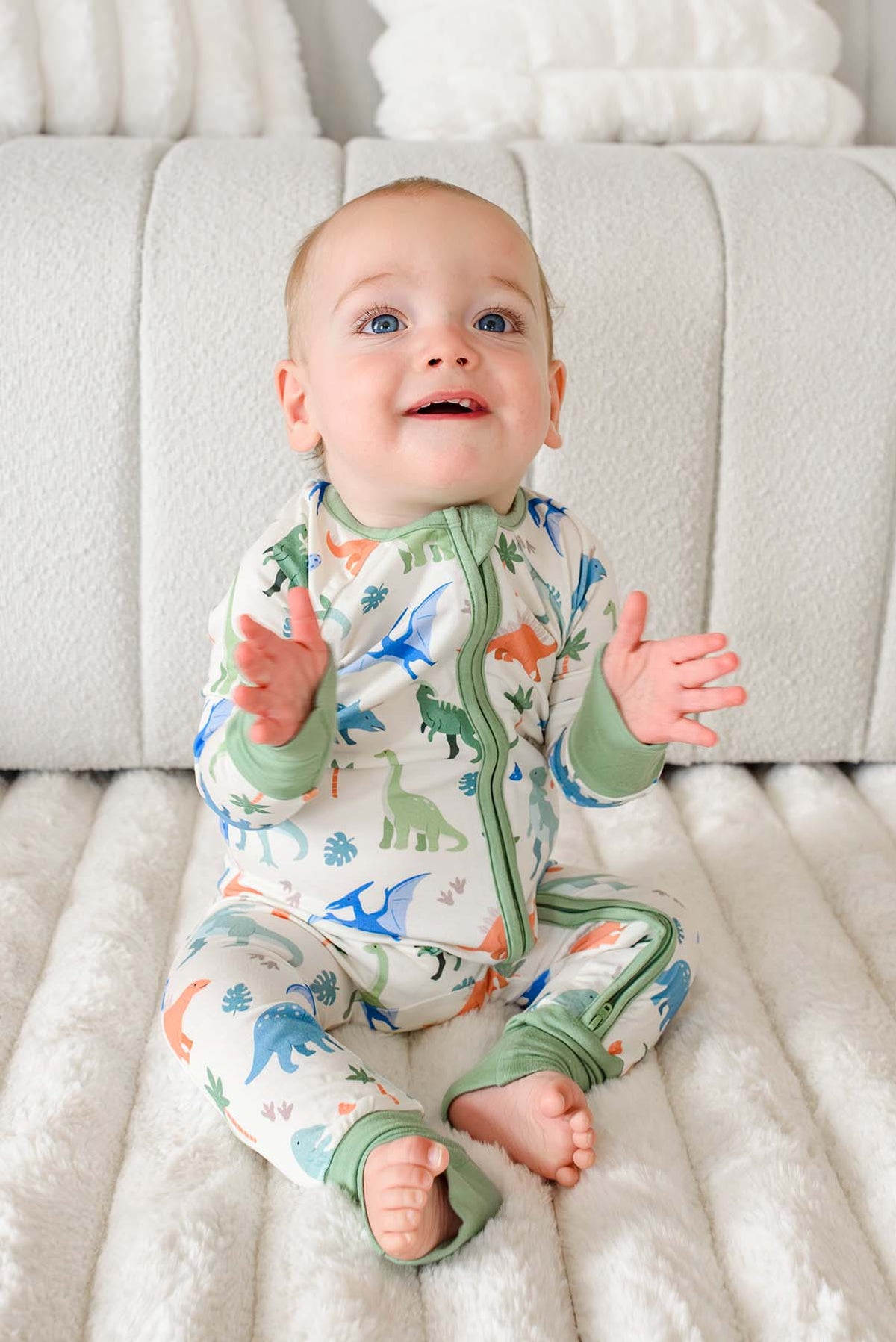 Convertible Bamboo Zip Romper | Little Fossil Neutral