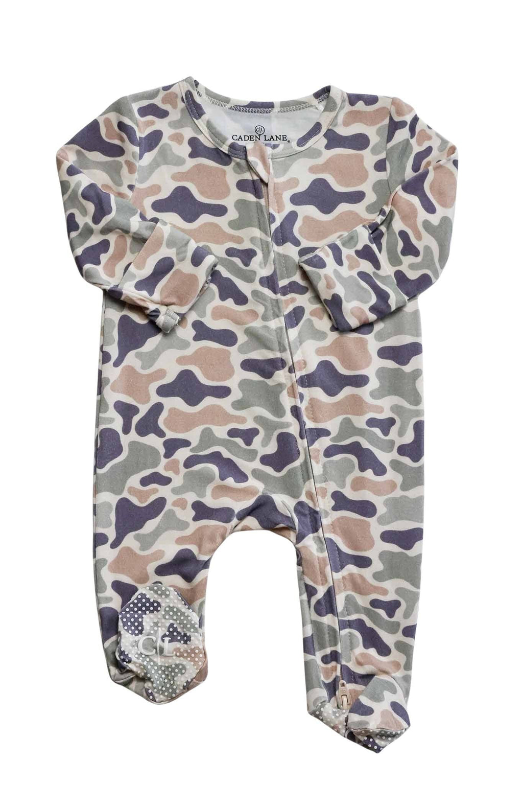 Bamboo Zipper Footie | Camo Cutie
