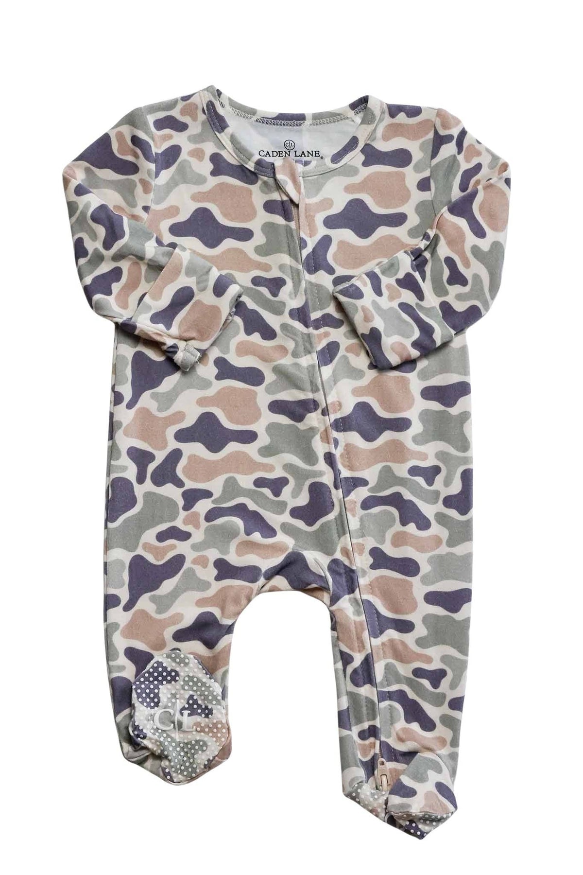 Bamboo Zipper Footie | Camo Cutie