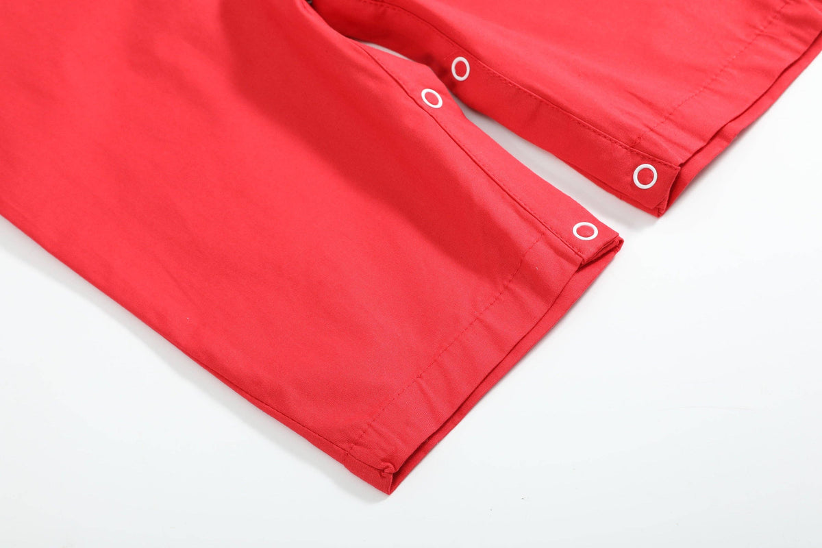 Red Santa Smocked Overalls