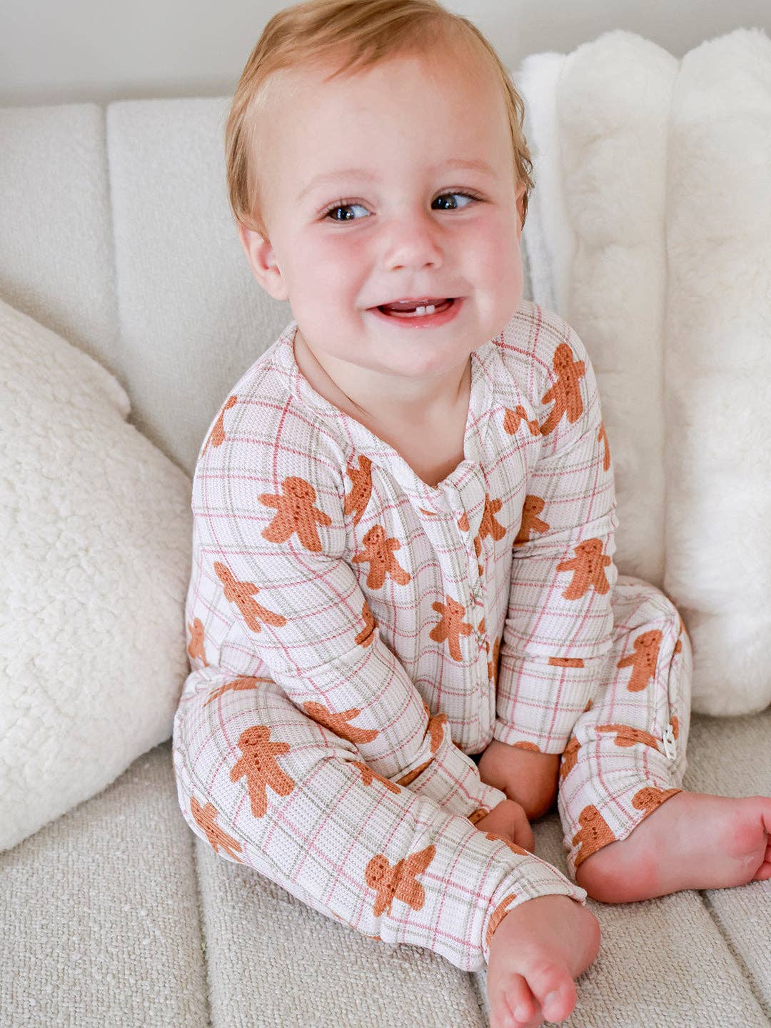 Christmas Bamboo Waffle Convertible Zipper Romper | Gingersnap