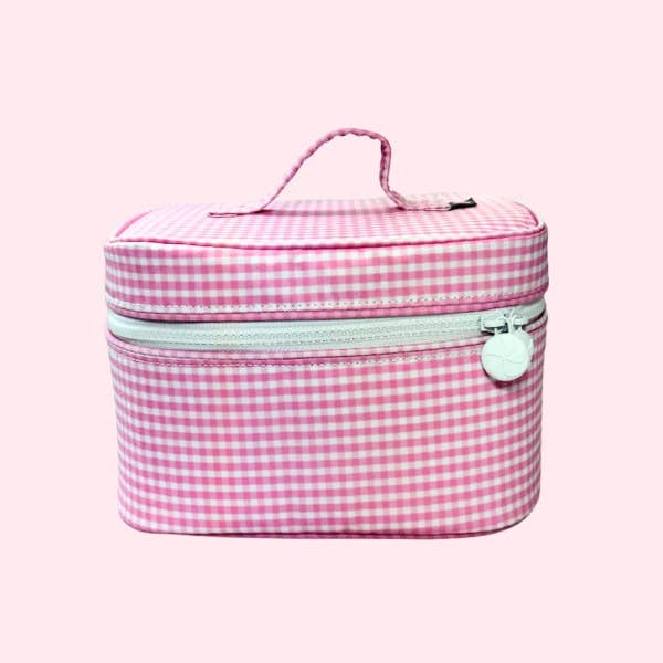 Wipeable Pink Gingham Train Case