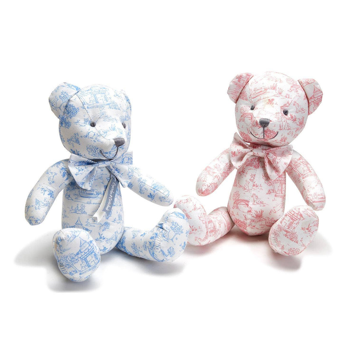 Animal Toile Stuffed Teddy Bear Pattern Assorted 2 Colors