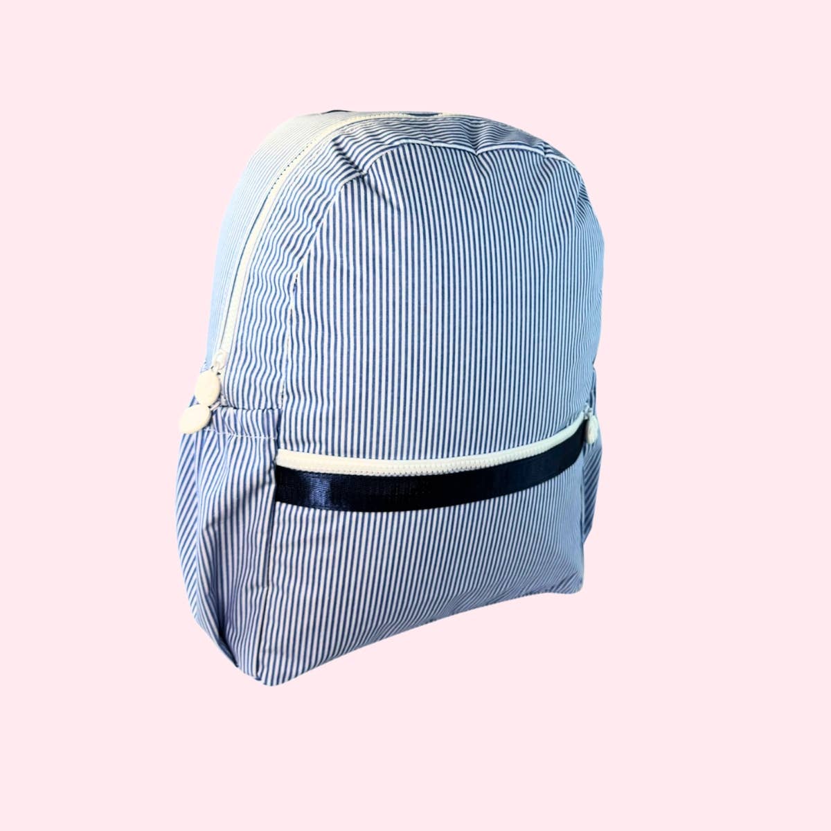 Wipeable Navy Preppy Stripe Backpack