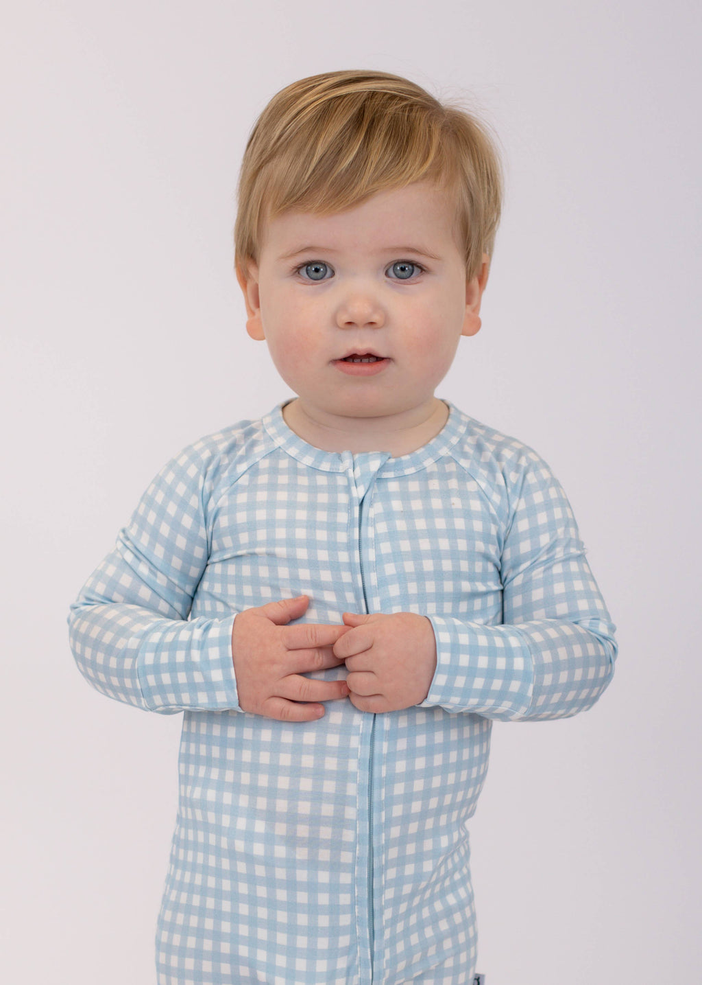 Blue Gingham Convertible Zip Pjs