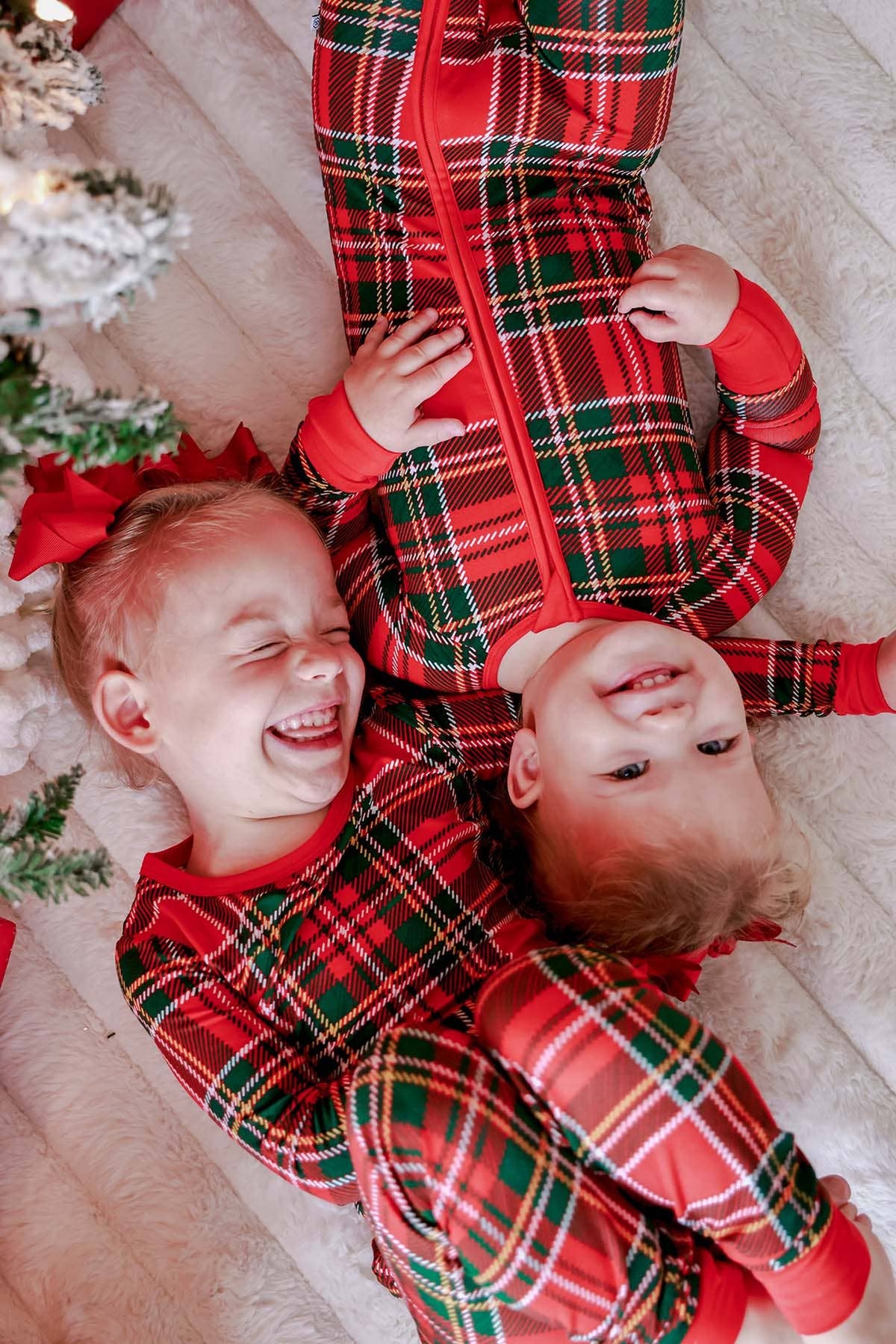 Christmas Bamboo Convertible Zipper Romper | Plaid Tidings