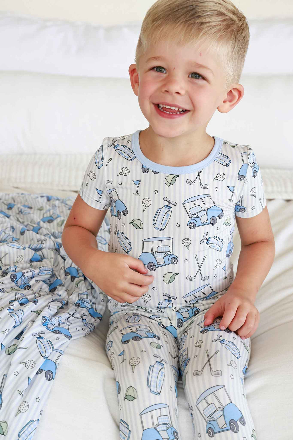 Two-Piece Bamboo Pajama Set | Caddie Crew Blue
