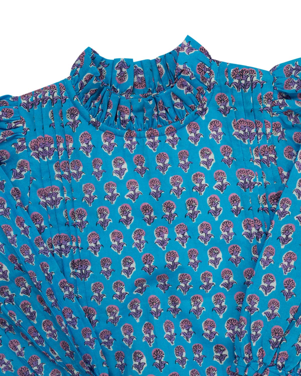 Sky Blue Floral Block Print Dress