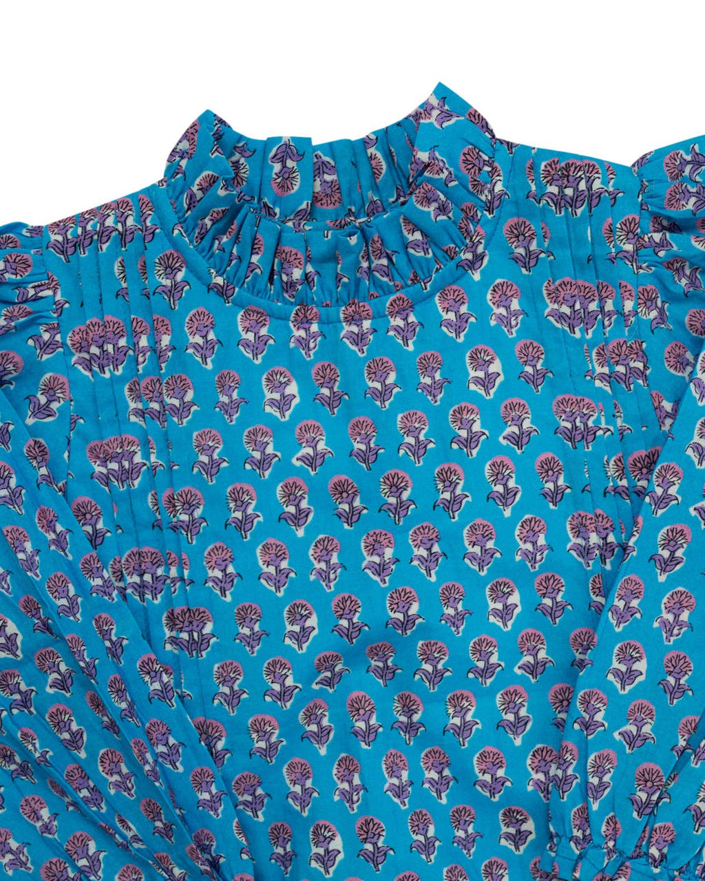 Sky Blue Floral Block Print Bubble