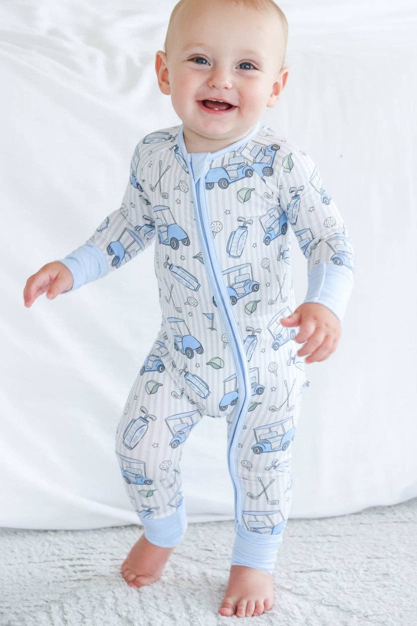Convertible Bamboo Zip Romper | Caddie Crew Blue