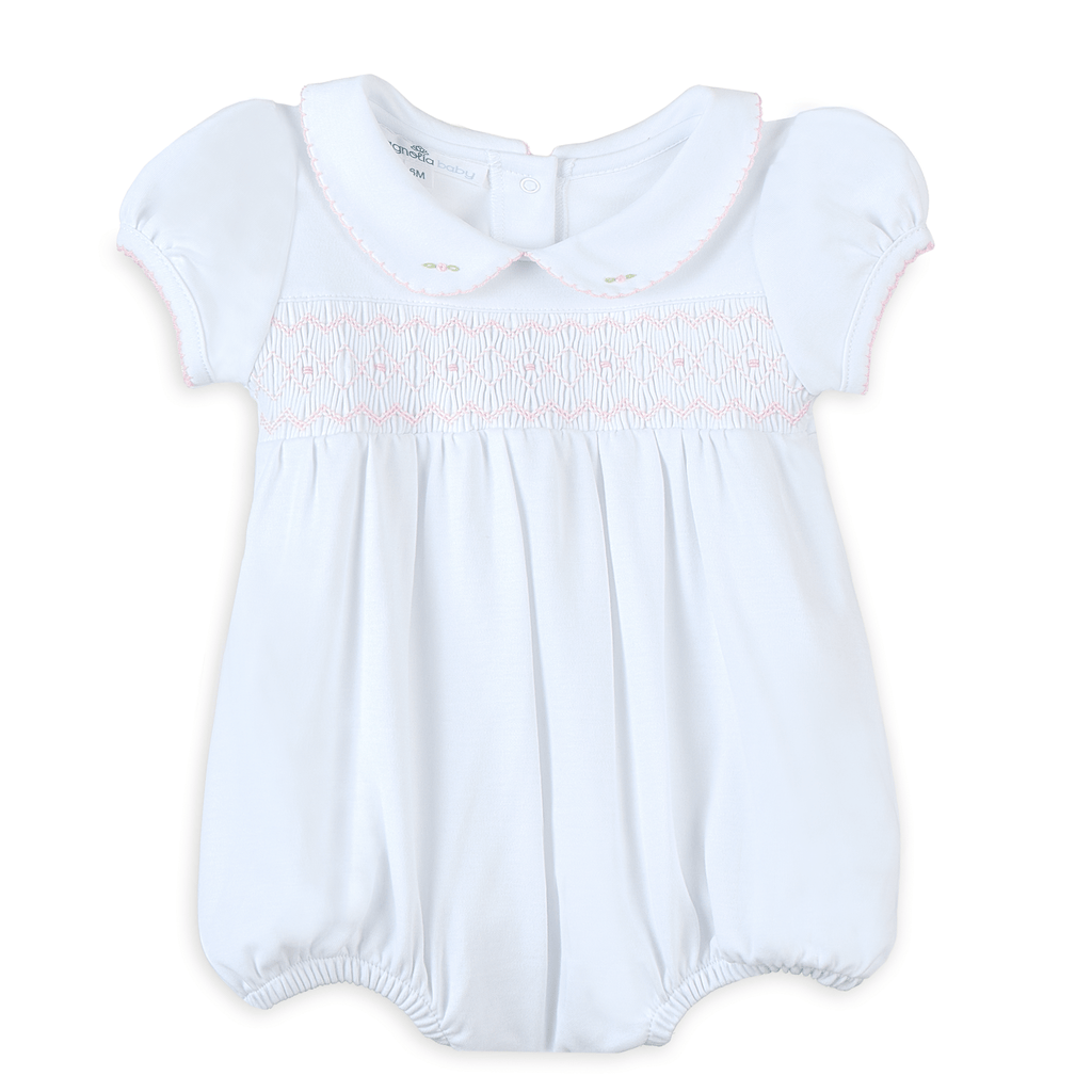 Lizzie's Classics Smocked Short Sleeve Bubble - Pink