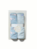 Blue Storks/Gingham Burp Cloth Set 