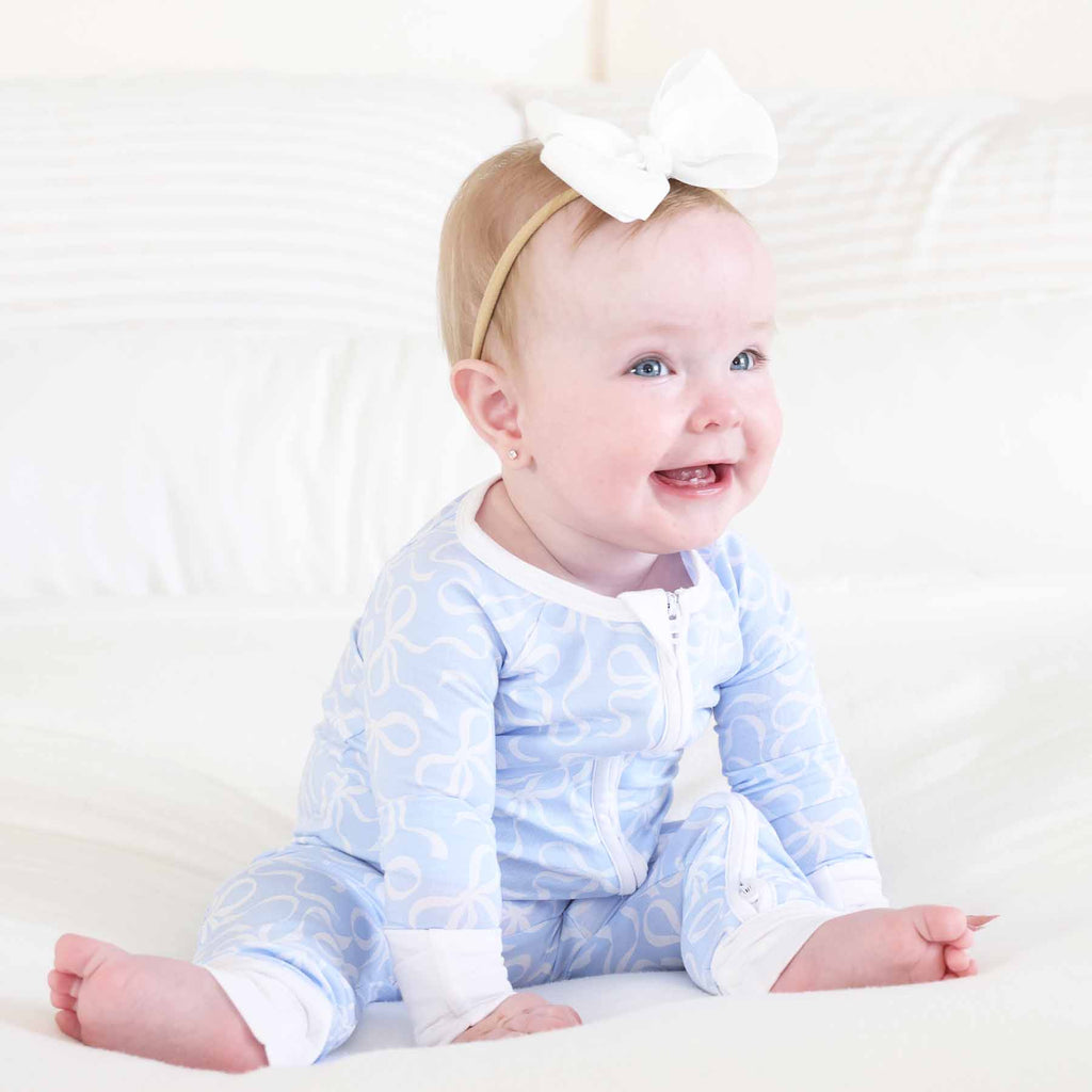 Blue-tiful Bows Convertible Zip Romper