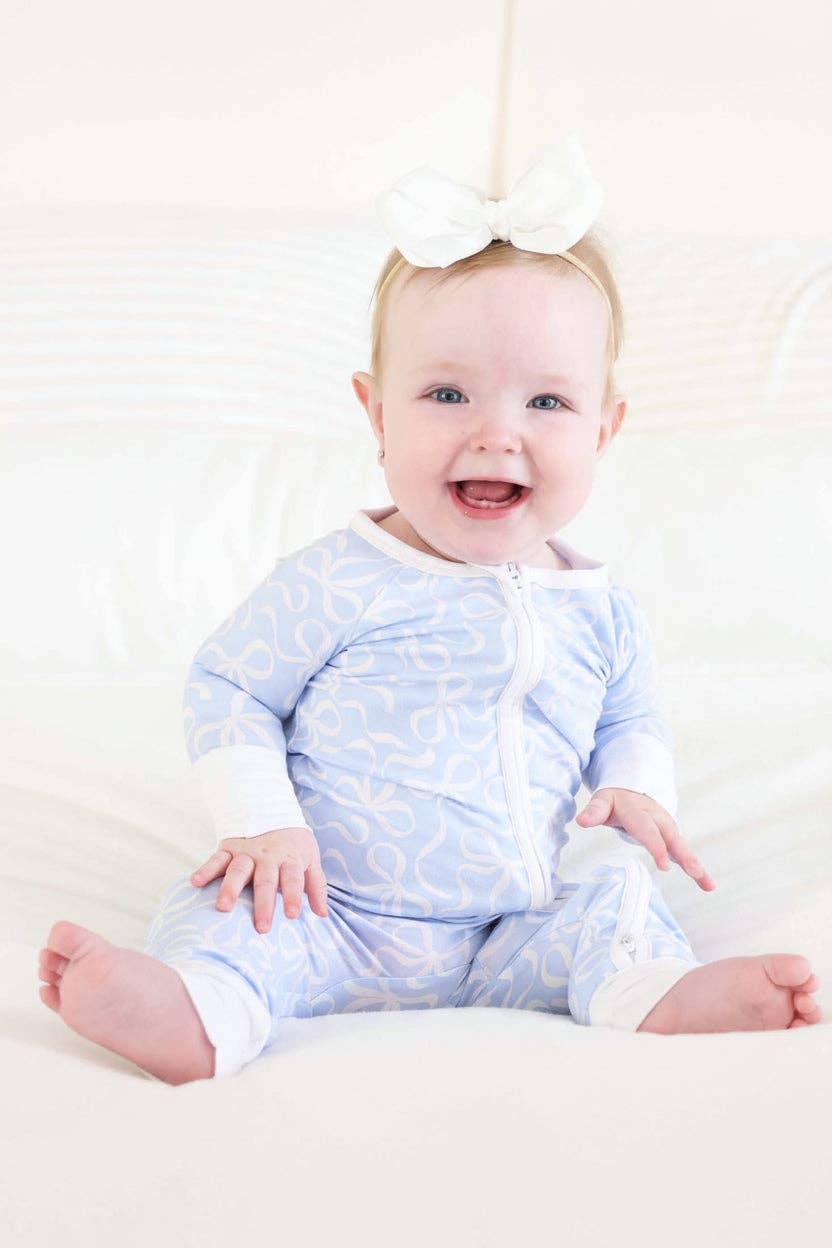 Blue-tiful Bows Convertible Zip Romper