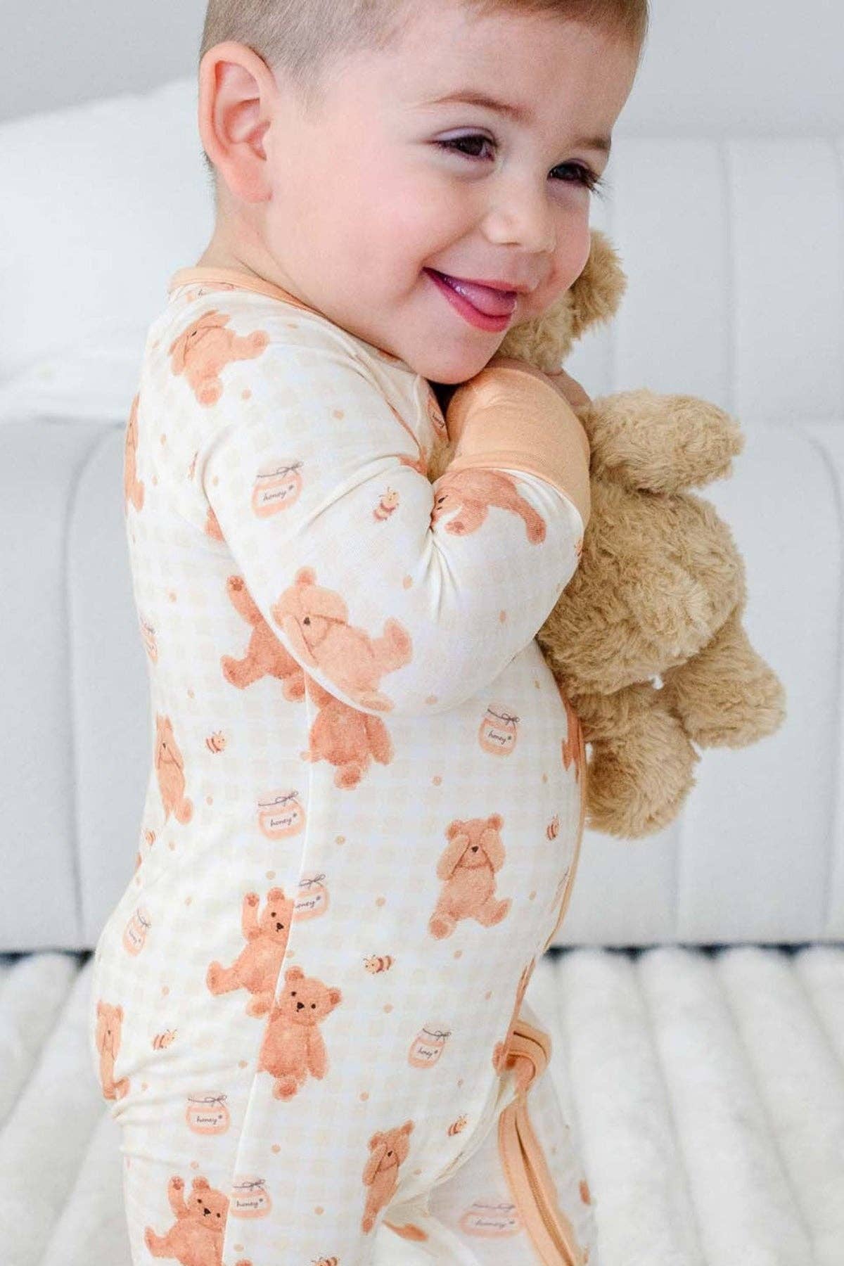 Convertible Bamboo Zip Romper | Honey Bear