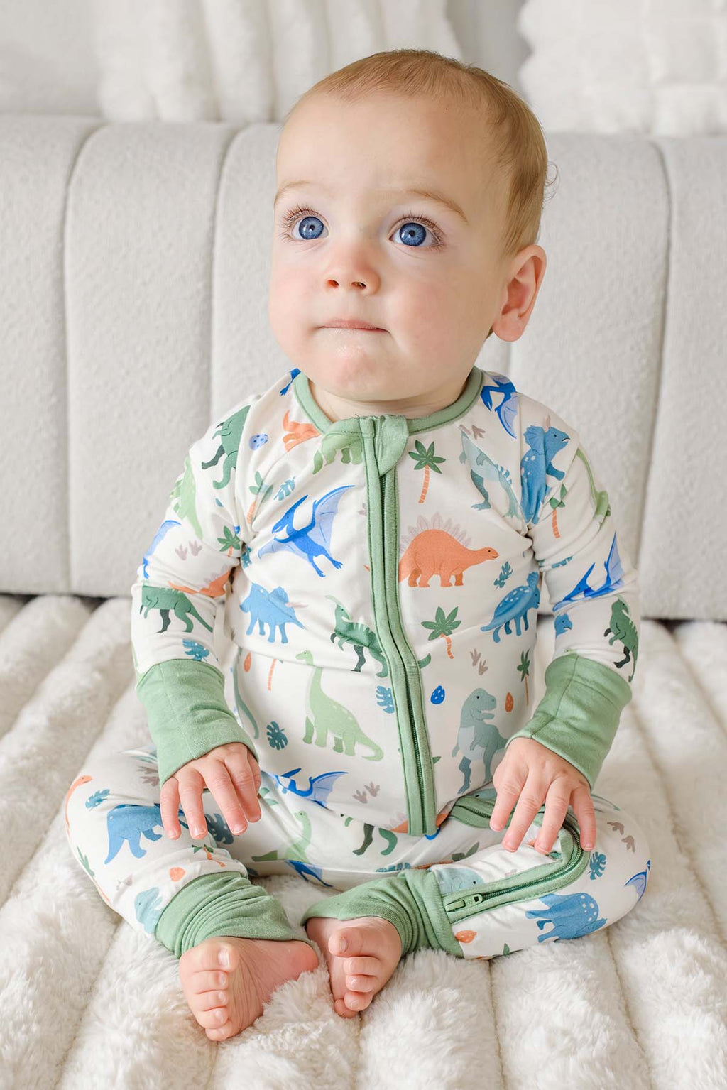 Convertible Bamboo Zip Romper | Little Fossil Neutral