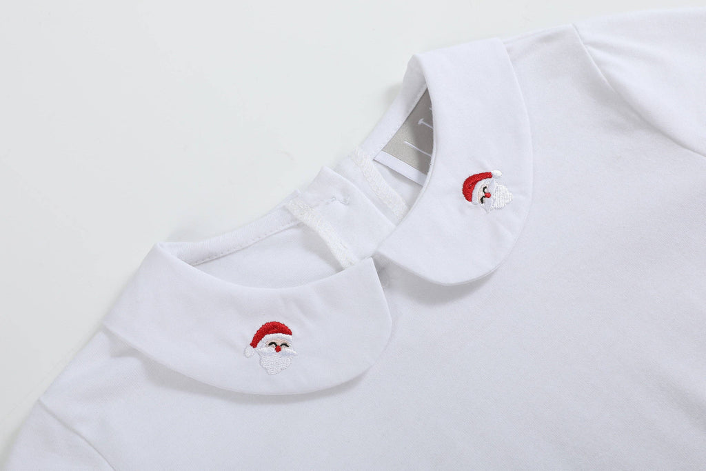 White Cotton Santa Collared Shirt
