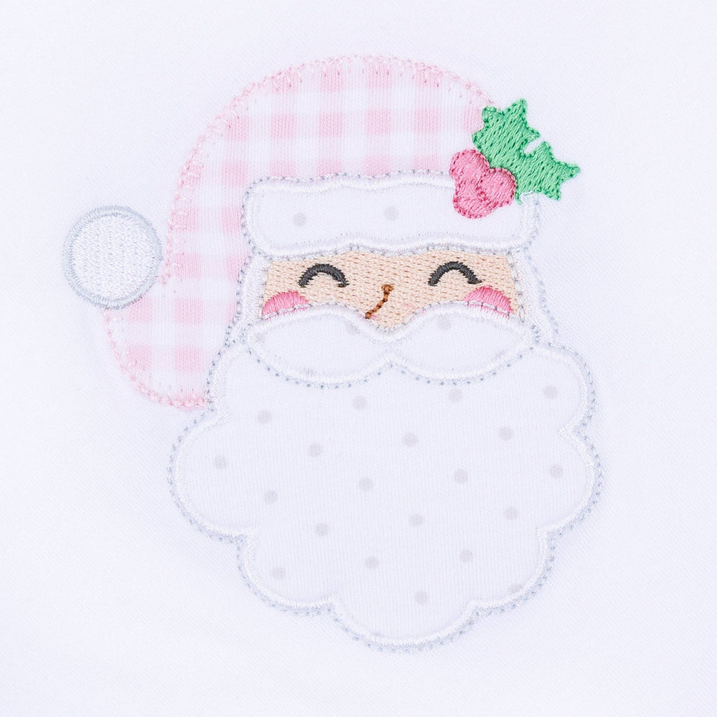 Sweet St Nick Applique Collared Bubble - Pink