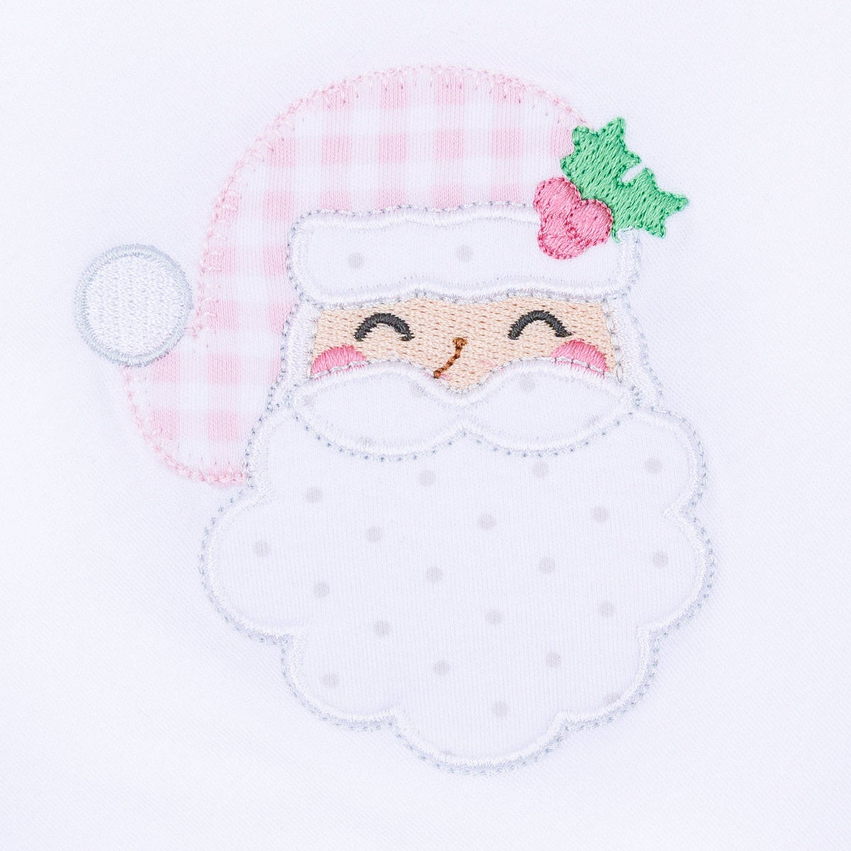 Sweet St Nick Applique Collared Bubble - Pink