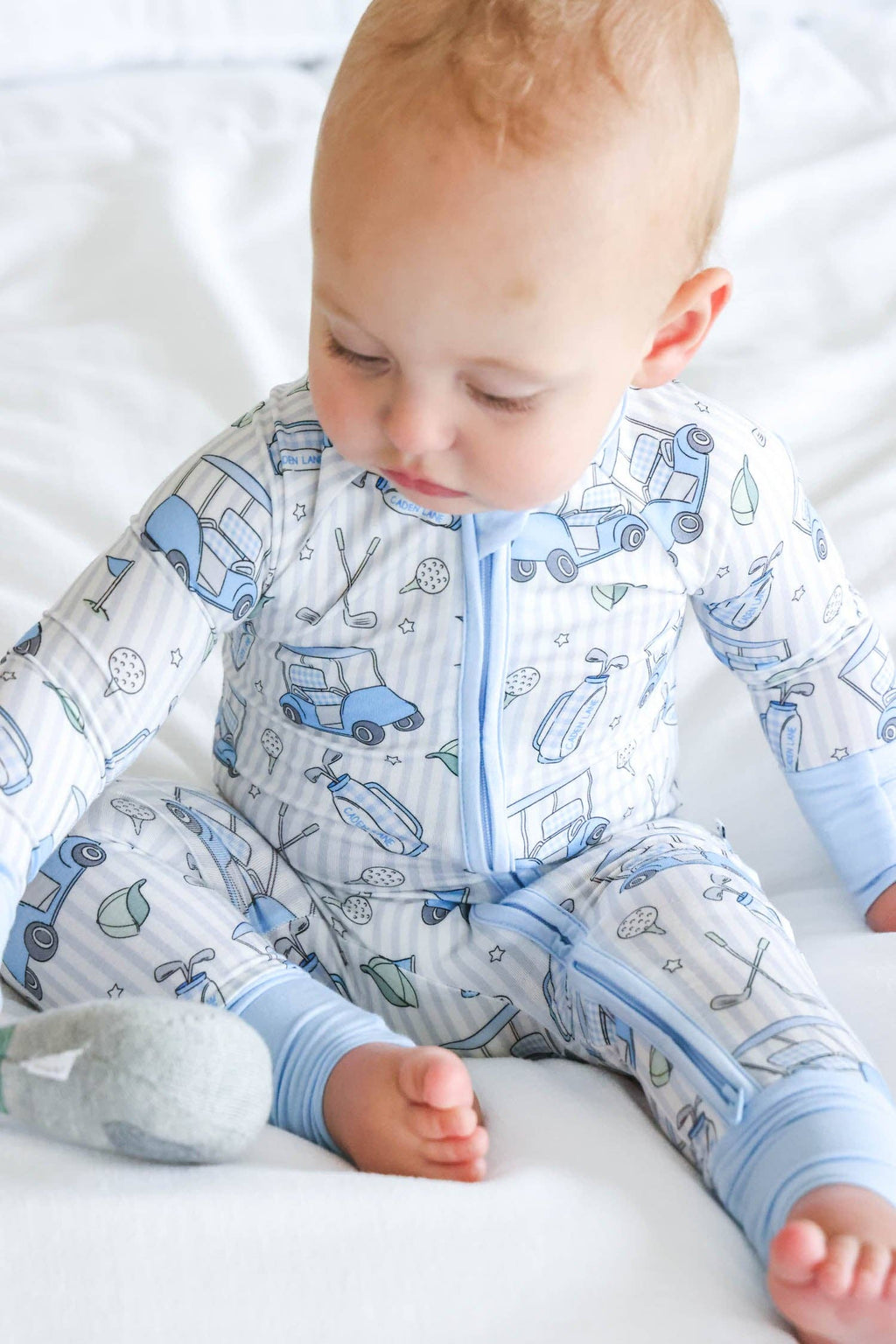 Convertible Bamboo Zip Romper | Caddie Crew Blue