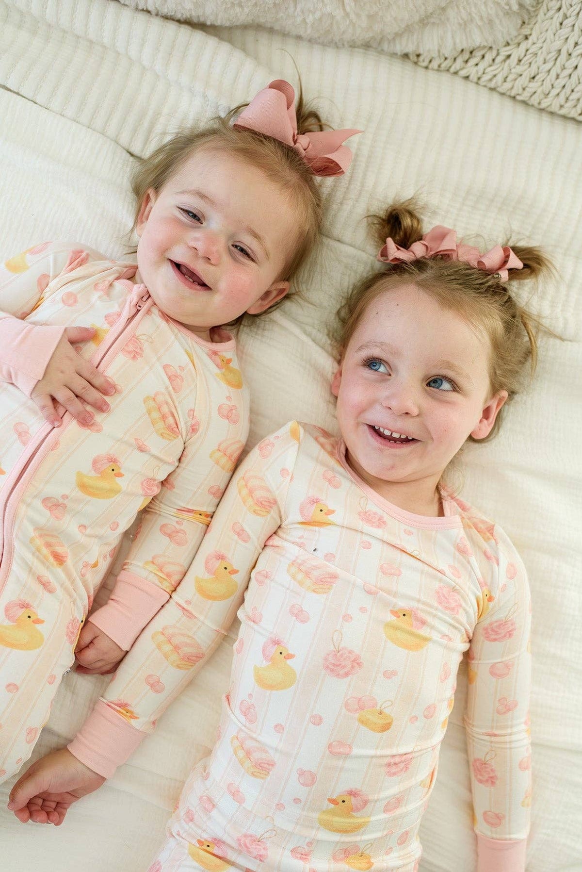 Two-Piece Bamboo Pajama Set | Bubble Duckies Pink