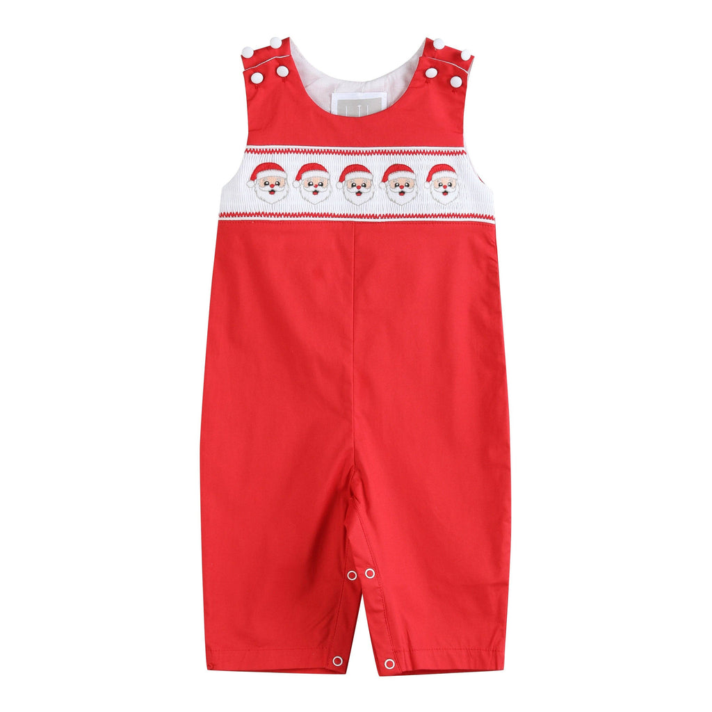 Red Santa Smocked Overalls