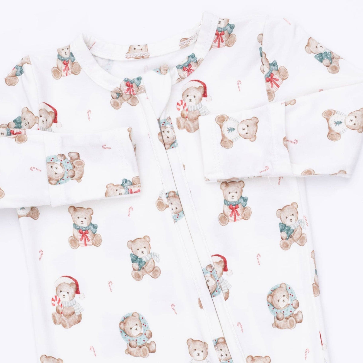 Christmas Teddy Bears Uni - 2 Way Zipper Footie