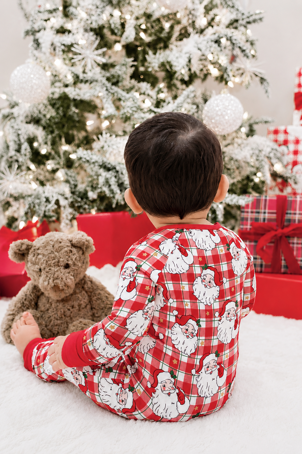 Christmas Bamboo Convertible Zipper Romper | Cozy Claus